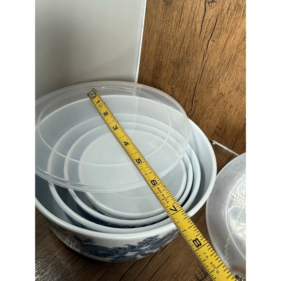 Set Of 4 Vintage Blue Floral Storage Bowl Set Blue Velvet Blue Roses - Picture 2 of 7